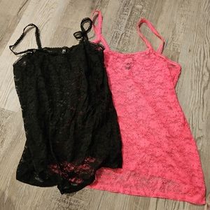 Lace Camis Black & Pink 2X NWOT